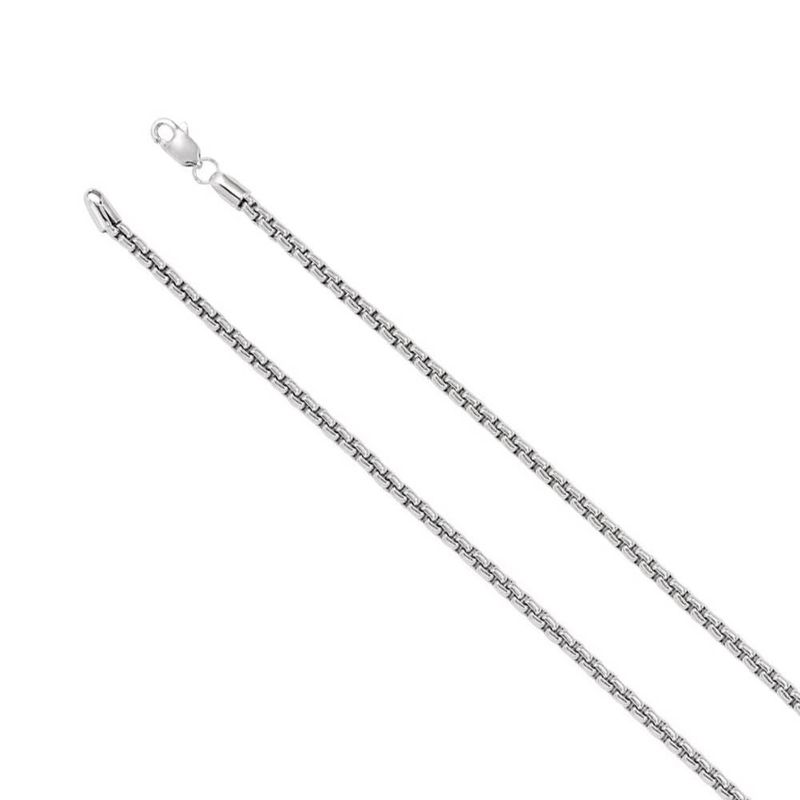 Sterling Silver 2.6mm Round Solid Box Chain Necklace, 24 Inch